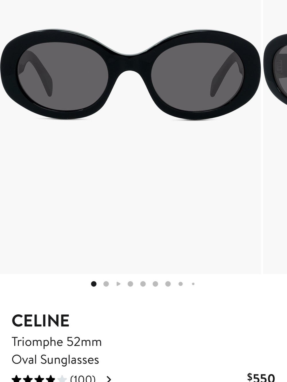 Celine Oval Sunglasses in Black with Dark Gray Lenses